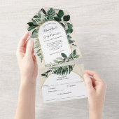 Invitation Tout En Un Verdure botanique Moderne Boho Arc Beige Ivoire (Déchirure)