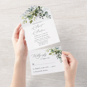 Invitation Tout En Un Verdure, Eucalyptus Feuilles, Boho, Sweet 16