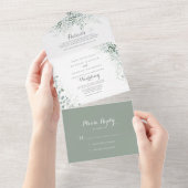 Invitation Tout En Un Verdure minimaliste Eucalyptus Mariage (Déchirure)