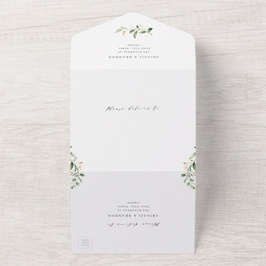 Invitation Tout En Un Verdure moderne or géométrique Mariage rustique gé (Dehors)