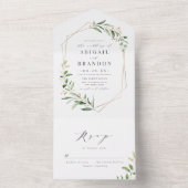 Invitation Tout En Un Verdure moderne or géométrique Mariage rustique gé (À l'intérieur)