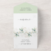 Invitation Tout En Un Verdure or Eucalyptus Rustique Mariage (Dehors)