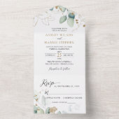 Invitation Tout En Un Verdure or Eucalyptus Rustique Mariage (À l'intérieur)