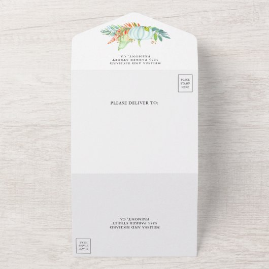 Invitation Tout En Un Verdure rustique Citrouille blanc Mariage de autom (Dehors)