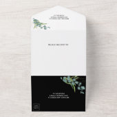 Invitation Tout En Un Verdure rustique Eucalyptus Wreath Mariage noir (Dehors)