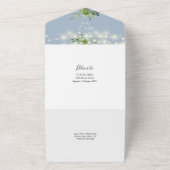 Invitation Tout En Un Verdure String Lumières Dusty Blue Mariage (Dehors)