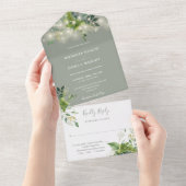 Invitation Tout En Un Verdure String Lumières Sage Green Mariage (Déchirure)