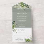 Invitation Tout En Un Verdure String Lumières Sage Green Mariage (À l'intérieur)