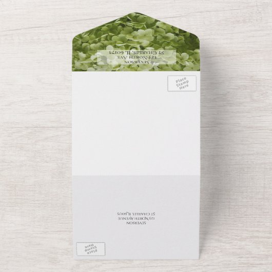 Invitation Tout En Un Vert Annabelle Hydrangea Fleurs Mariage (Dehors)