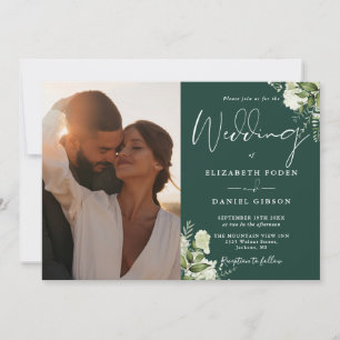Invitation Tout En Un Vert Émeraude De Mariage Photo