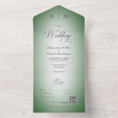 Invitation Tout En Un Vert émeraude et blanc minimal Code QR moderne (À l'intérieur)