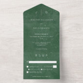 Invitation Tout En Un Vert émeraude foncé Élégant Minimal Dîner moderne (À l'intérieur)