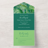 Invitation Tout En Un vert émeraude mariage tropical (À l'intérieur)