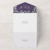 Invitation Tout En Un Vert Floral Violet Cascade Mariage (Dehors)