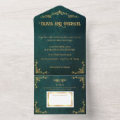 Invitation Tout En Un Vert foncé vintage (À l'intérieur)