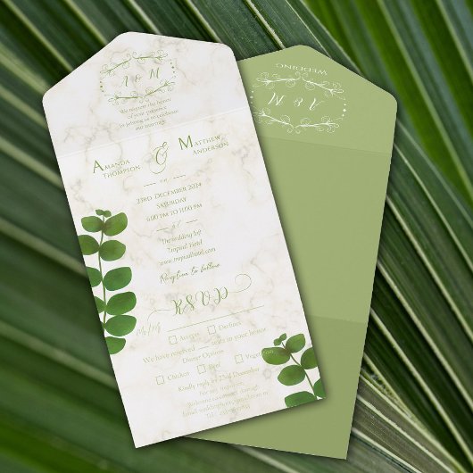 Invitation Tout En Un Vert mariage