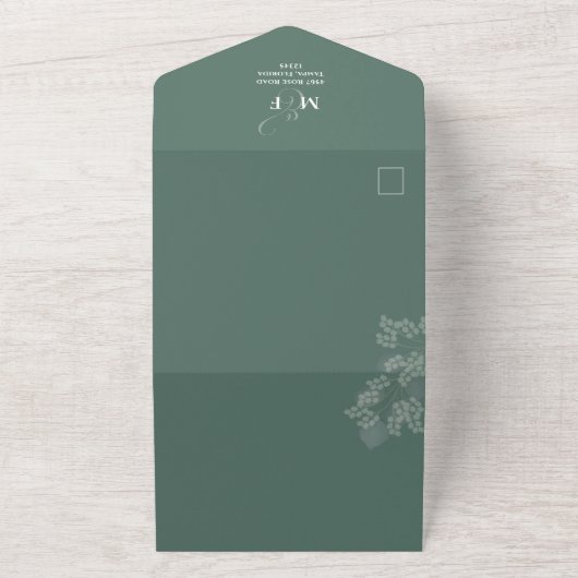 Invitation Tout En Un Vert Mariage Élégant Vert sur mesure (Dehors)