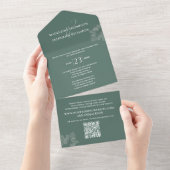 Invitation Tout En Un Vert Mariage Élégant Vert sur mesure (Déchirure)