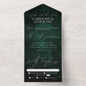 Invitation Tout En Un Vert noir Aquarelle Mariage d'or magique (À l'intérieur)