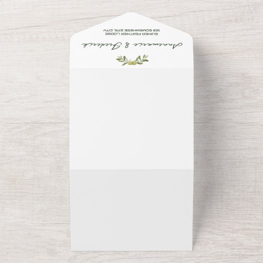 Invitation Tout En Un Vert olive moderne (Dehors)