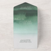 Invitation Tout En Un Vert & Or Moderne Aquarelle Ombre Mariage (Dehors)