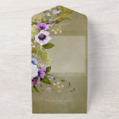 Invitation Tout En Un Vert & Purple Floral Moderne Tout en un (Dehors)