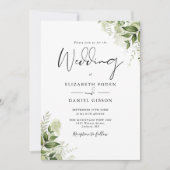 Invitation Tout en un vert rustique Mariage Feuille (Devant)