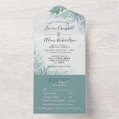 Invitation Tout En Un Vert Sage Vert Aquarelle Mariage de feuillage (À l'intérieur)