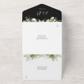 Invitation Tout En Un Vert Script Cœurs Mariage Noir Et Blanc (Dehors)
