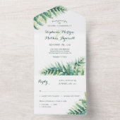 Invitation Tout En Un Verte Foliage Aquarelle Mariage botanique (À l'intérieur)