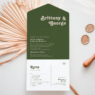 Invitation Tout En Un Vibes rétro simples   Olive Green Seal and Send