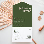 Invitation Tout En Un Vibes rétro simples | Olive Green Seal and Send