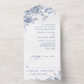 Invitation Tout En Un Victorian Dusty Blue French Garden Floral Mariage (À l'intérieur)