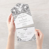 Invitation Tout En Un Victorien Jusqu'à la mort Dîner Mariage noir & bla (Déchirure)