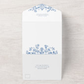 Invitation Tout En Un Victorien Ornate Grace Floral Dusty Mariage bleu (Dehors)