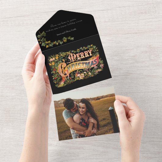 Invitation Tout En Un Vidéo de Noël Floral (Déchirure)