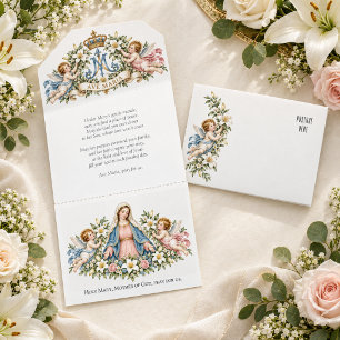 Invitation Tout En Un Vierge Marie Chérubins Ave Maria Prière Catholique