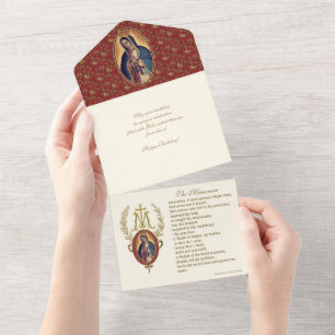 Invitation Tout En Un Vierge religieuse Marie Guadalupe Anniversaire flo