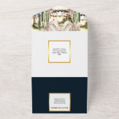 Invitation Tout En Un Vignoble bleu or toscan vignoble al fresco table (Dehors)