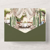 Invitation Tout En Un Vignoble en or vert Vignoble toscan al fresco tabl (Verso)