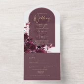 Invitation Tout En Un Vin Bourgogne Rose Gold Mariage (À l'intérieur)