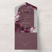 Invitation Tout En Un Vin Bourgogne Rose Gold Texte Mariage INVITE (À l'intérieur)