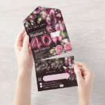 Invitation Tout En Un Vin de luxe 40e anniversaire Rsvp<br><div class="desc">Vin Magenta de luxe Design d'anniversaire adulte. Les produits correspondants se trouvent dans la collection Magenta Wine Adulte Birthday.</div>