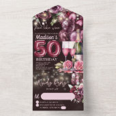 Invitation Tout En Un Vin de luxe 50e anniversaire Rsvp (À l'intérieur)