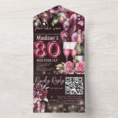 Invitation Tout En Un Vin fin 80e Anniversaire Rsvp QR Code (À l'intérieur)