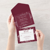 Invitation Tout En Un Vin Flourdissant Mariage tout en un (Déchirure)