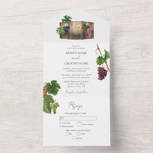 Invitation Tout En Un Vin rustique Barrel Vignoble Mariage (À l'intérieur)