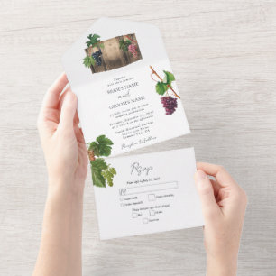 Invitation Tout En Un Vin rustique Barrel Vignoble Mariage
