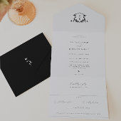 Invitation Tout En Un Vins intemporels Monogramme Mariage Crest