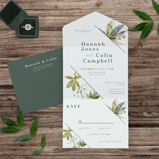 Invitation Tout En Un Vins Romantiques Minuscules Jardin Vert Bleu Tout 